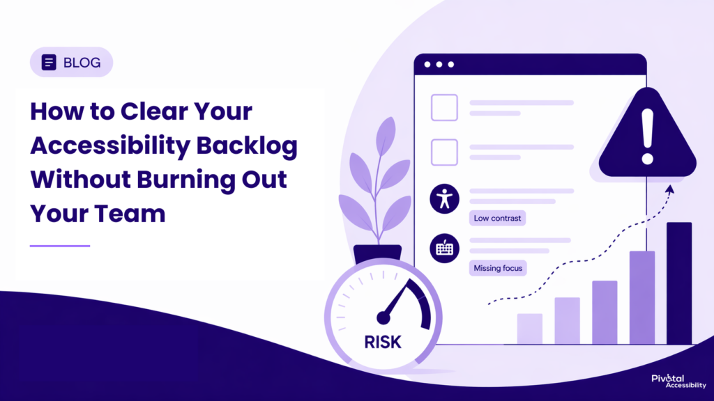 Banner image for the blog titled 'How to clear your accessibility backlog without burning out your team.